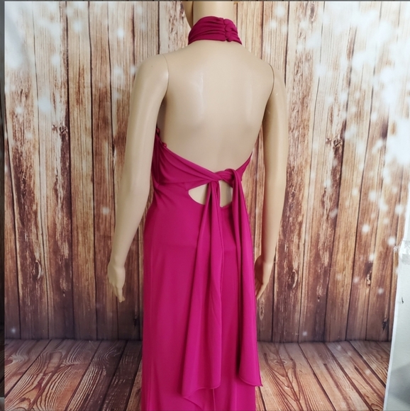Cache Maxi Dress 8 Halter pink long cocktail - Picture 3 of 13